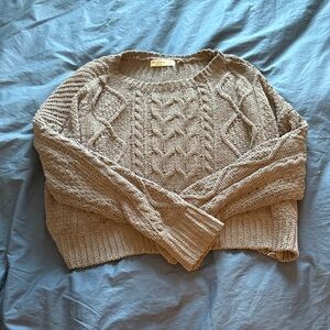 Arizona Jean Co Cropped Grey Cable Knit Sweater Size Medium